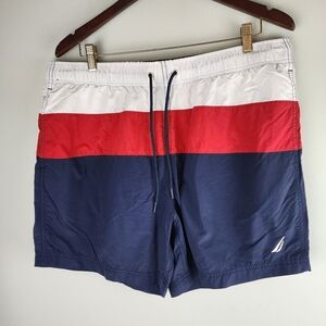 Nautica Quick Dry Classic Color Block Swim Trunks Size XL